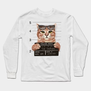 cat holding mugshot arrested Long Sleeve T-Shirt